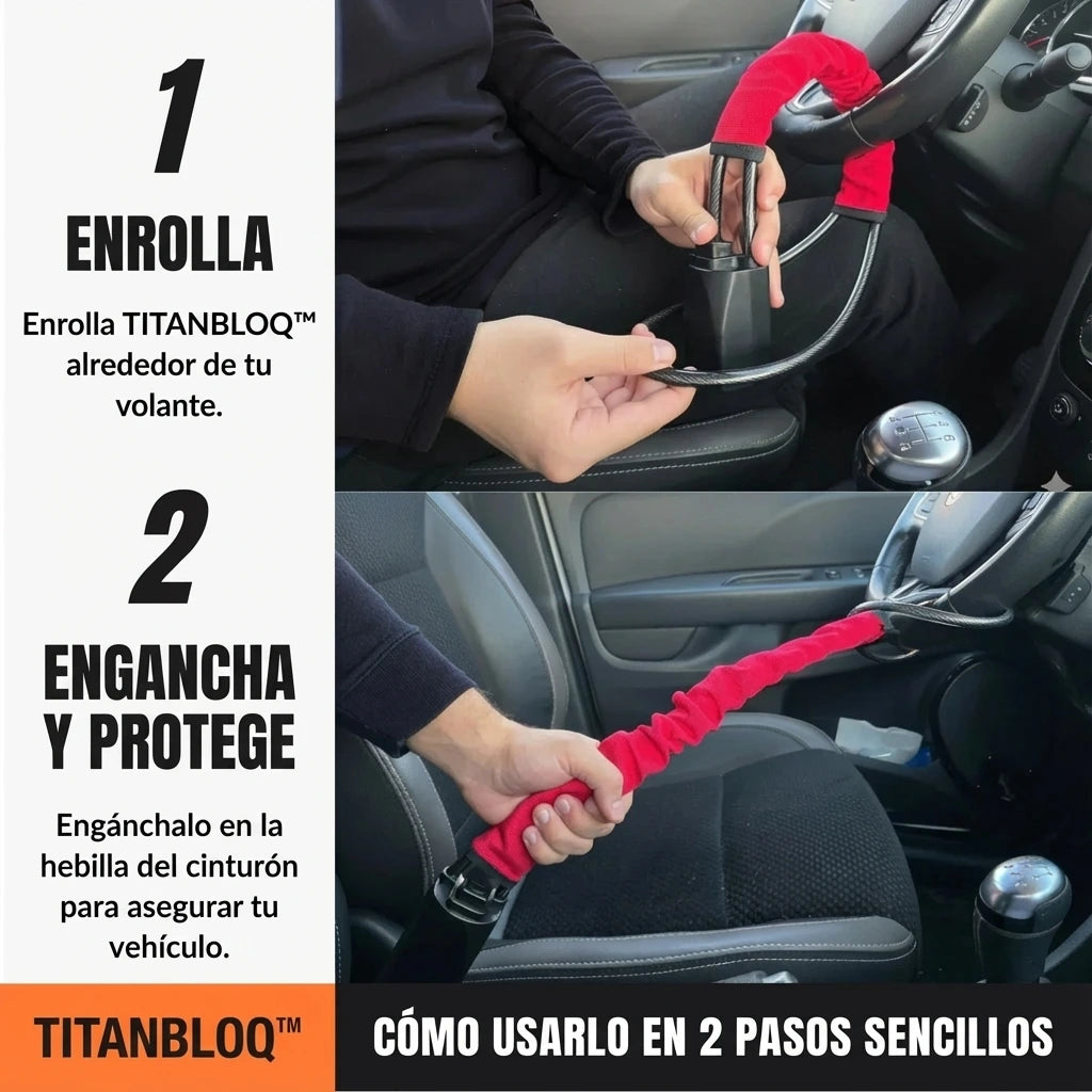 Antirrobo de volante fijado al cinturón de seguridad del coche